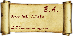 Bade Ambrózia névjegykártya